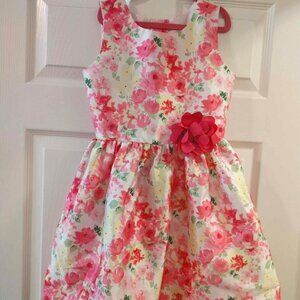 Pink Floral Easter Dress with side pink flower bow